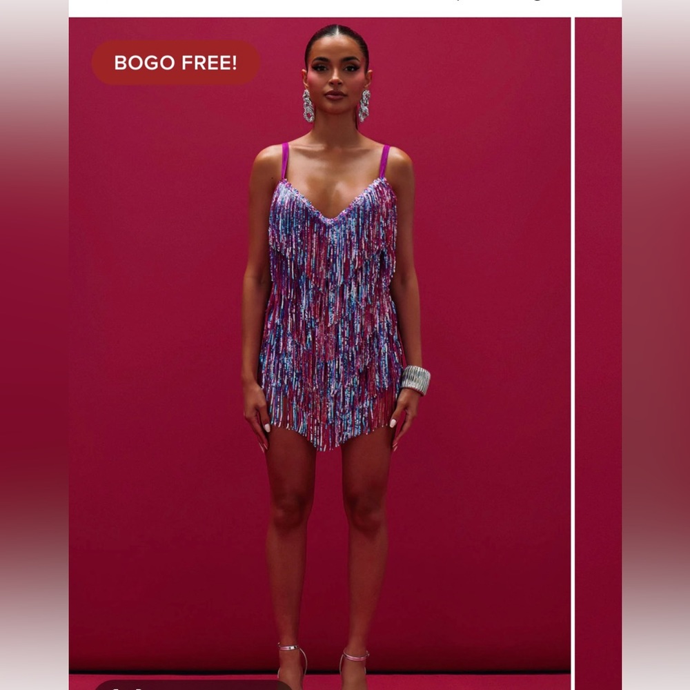 Sequin Fringe Mini Dress
